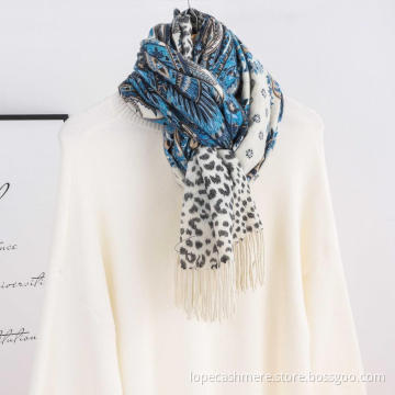 Fashion pure cashmere shawls double face printed scaves